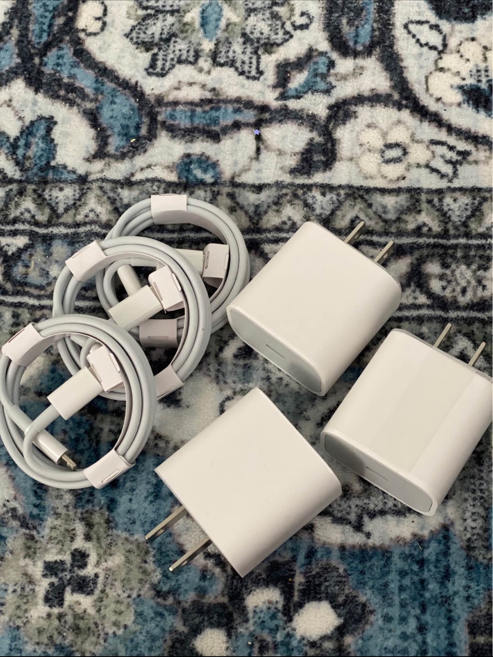 3 White USB Charging Cables and 3 Wall Adapters
